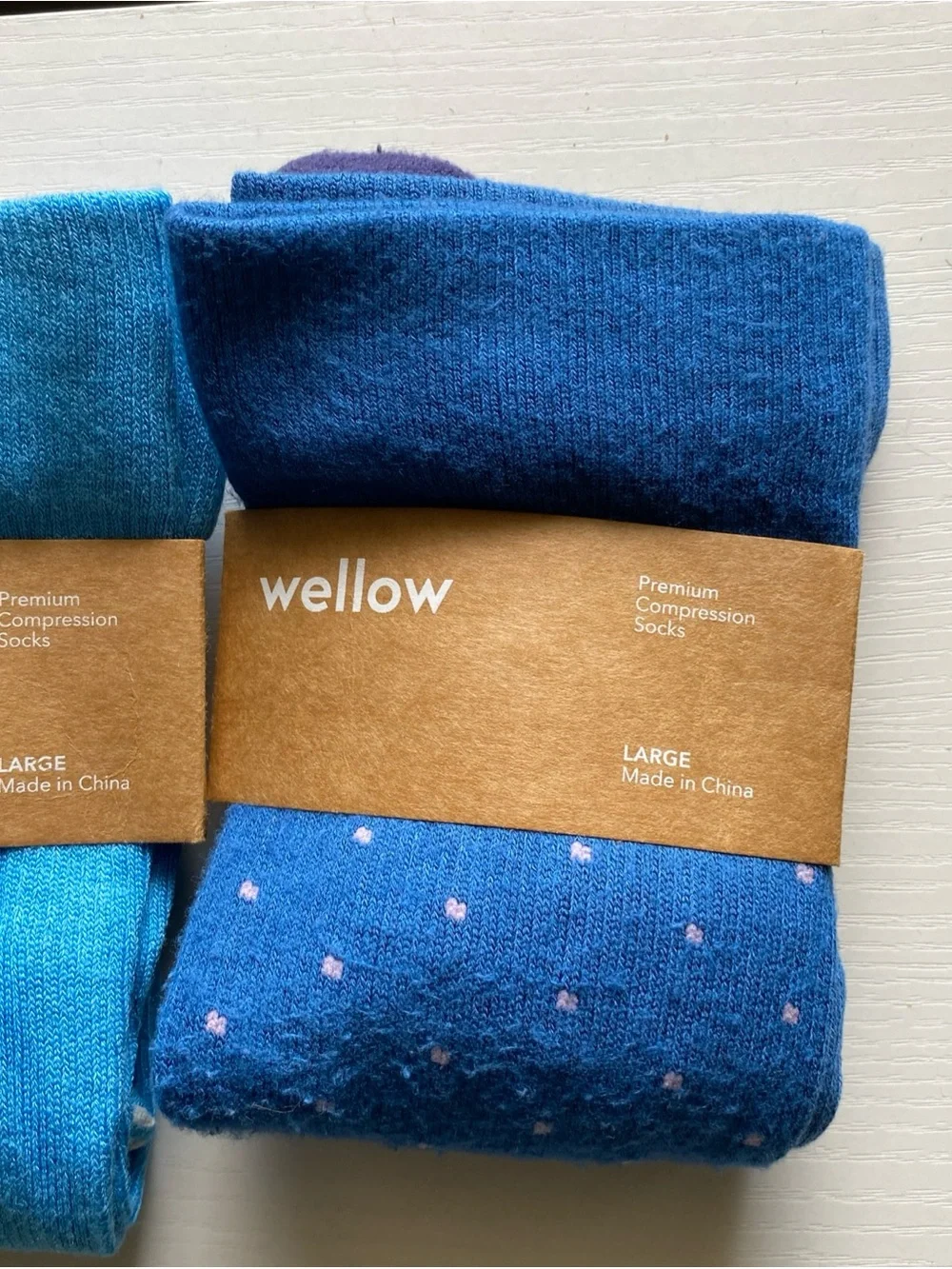 Wellow compression Crew Socks - Gray, Teal, Blue (3-Pack) size large